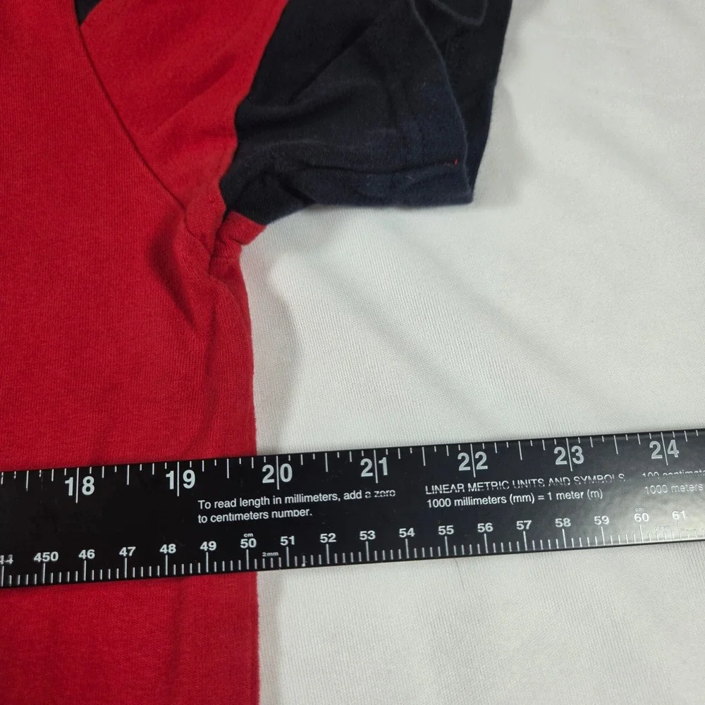 Polo Ralph Lauren Mens Red Black Stripe Sleeve Crest Graphic T-Shirt Large